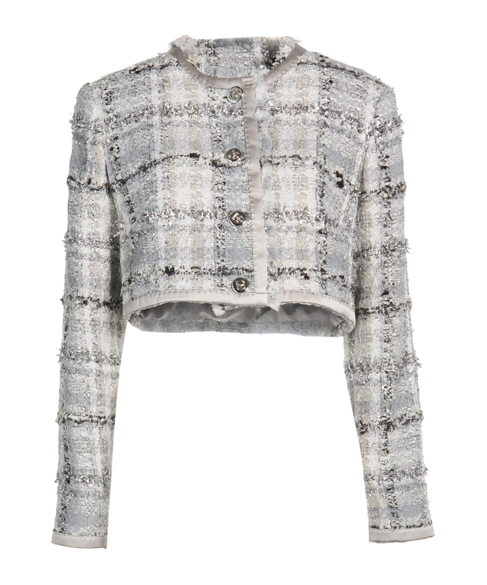 Dolce & Gabbana Plaid Metallic Blazer In Gray