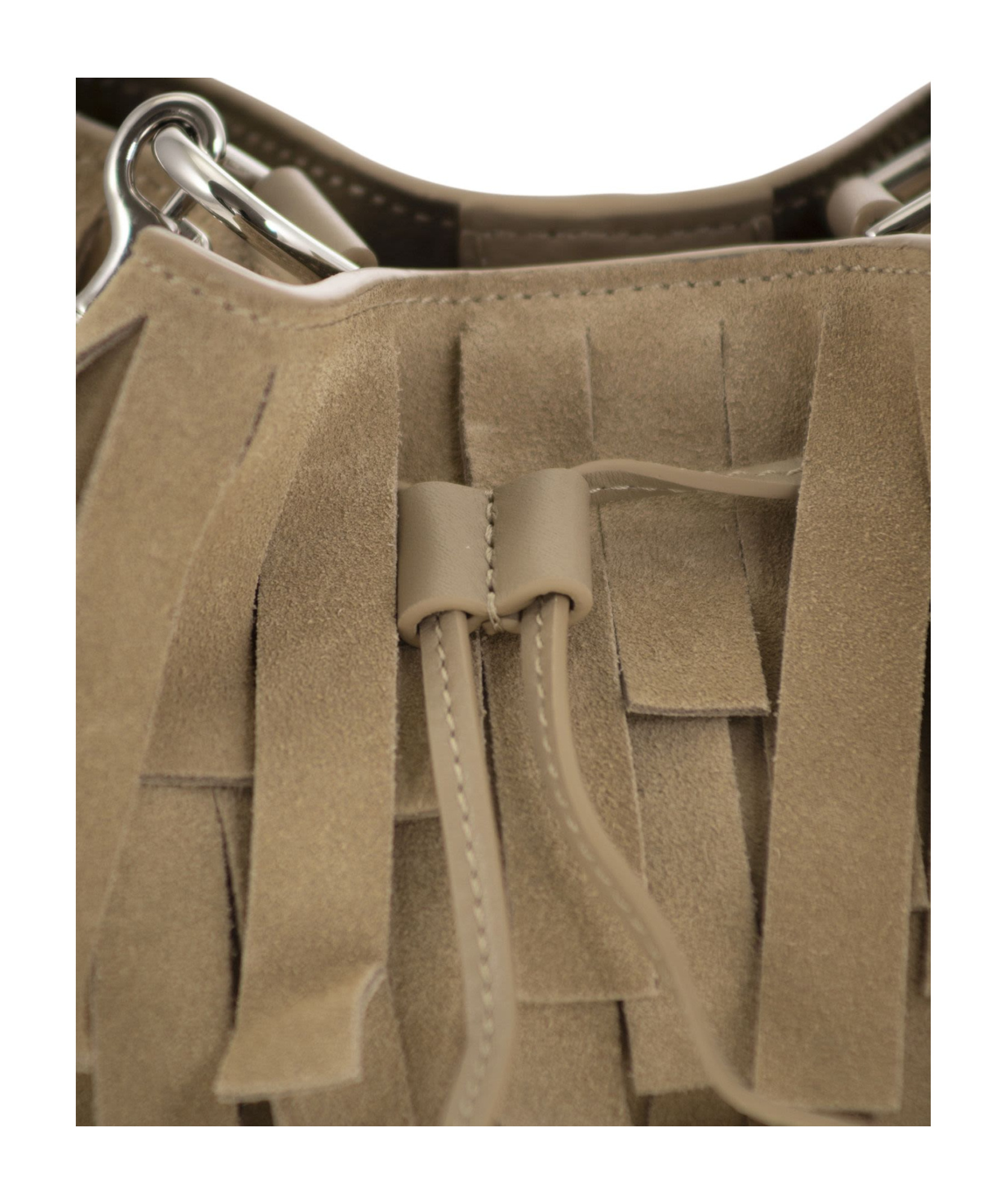Hogan Hocket Mini Bucket Bag In Suede With Fringe Workmanship In Brown