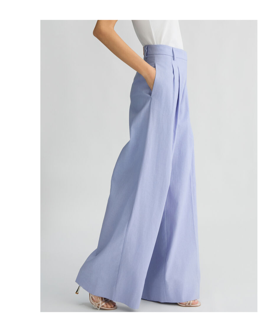 Liu •jo Linen And Cotton Palazzo Trousers In Blue