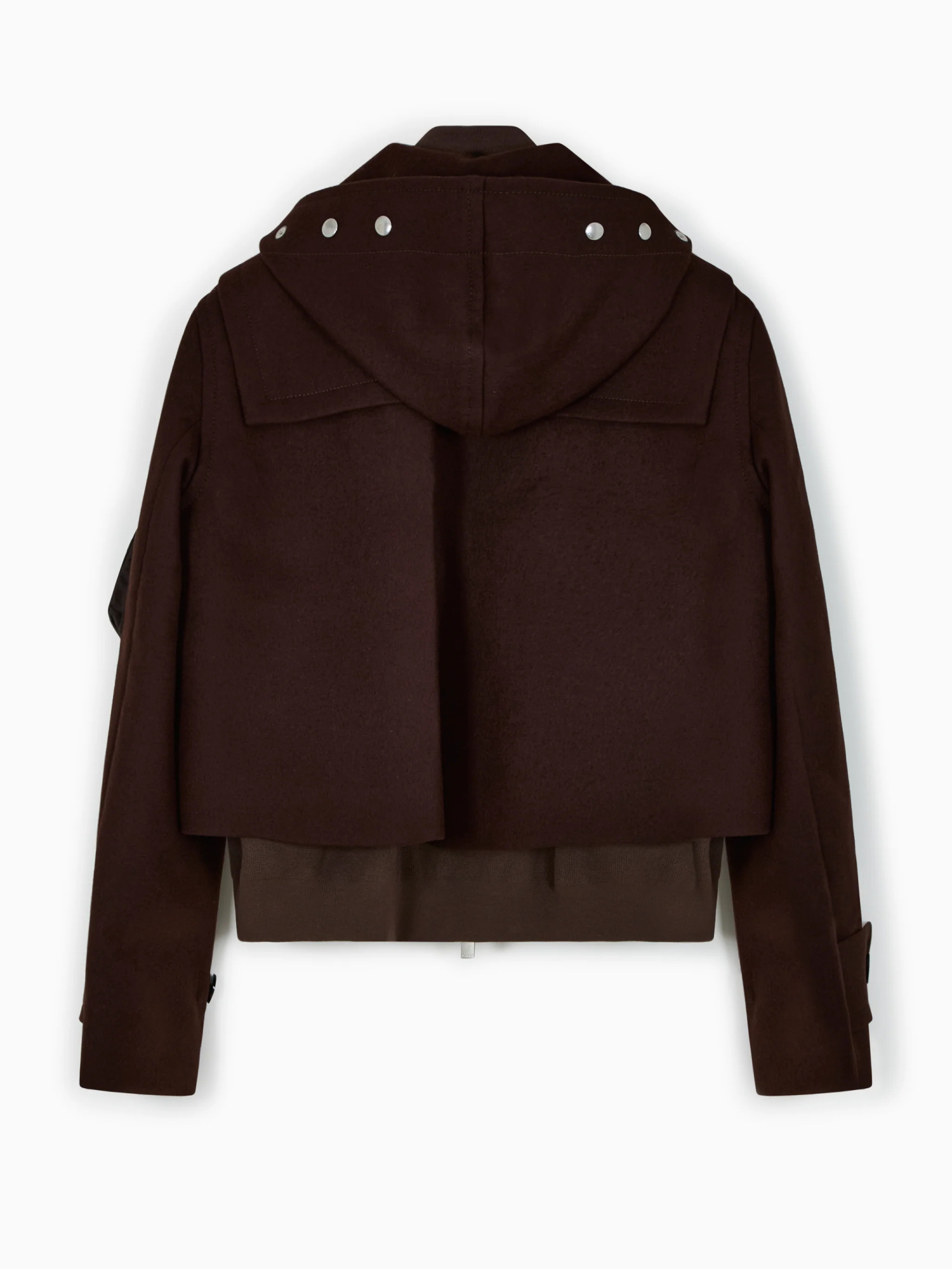 Sacai Womens Brown Hooded Toggle Wool-melton Blouson Jacket In Brown