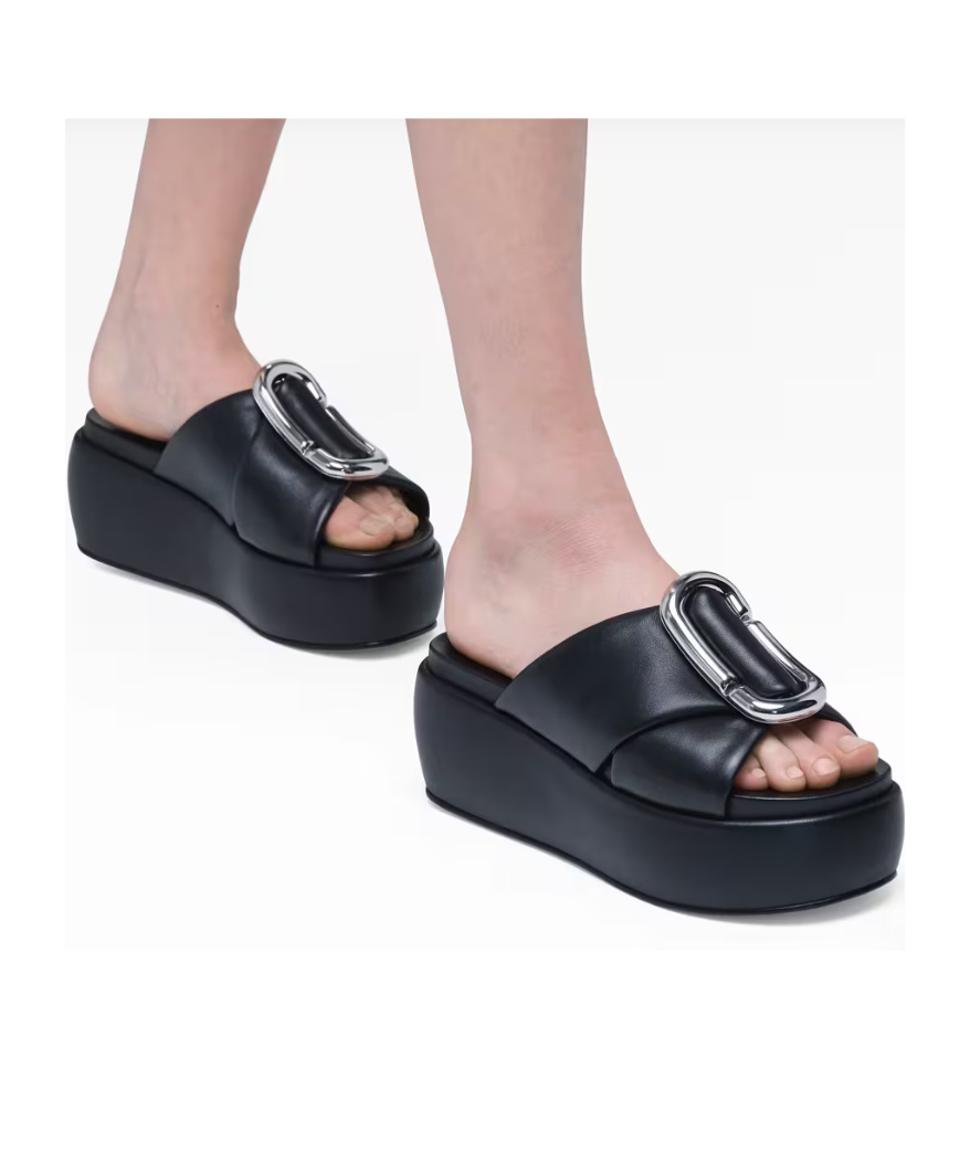 Marc Jacobs The Pop J Marc Platform Wedge Slide Sandal In Black