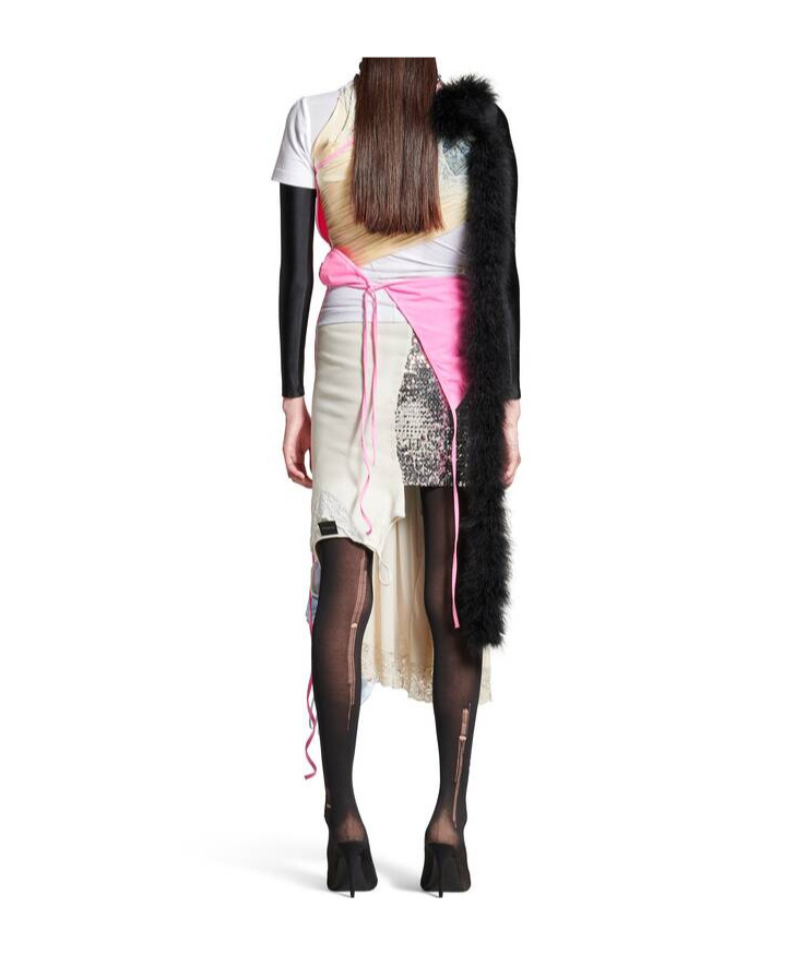 Balenciaga Women's Messy Patched Skirt In Multicolored In White