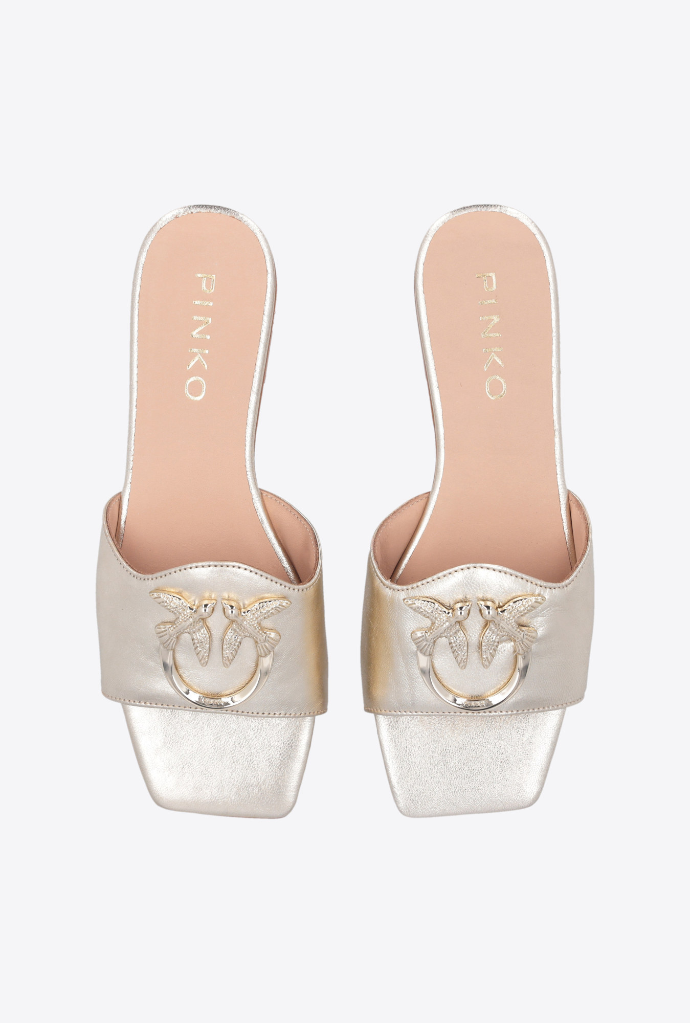 Pinko Love Birds-plaque Slides In Metallic