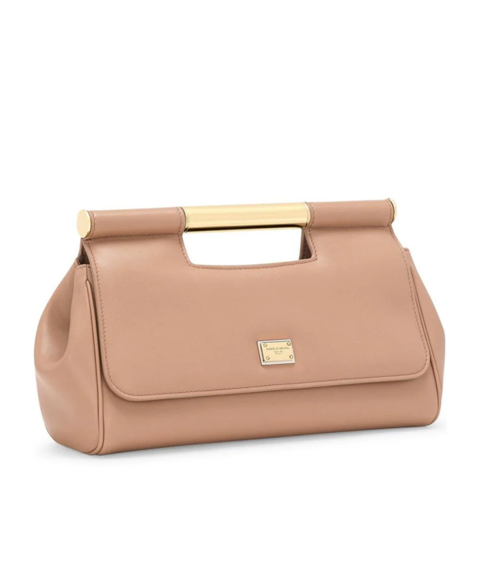 Dolce & Gabbana Sicily Leather Toe Bag In Nude