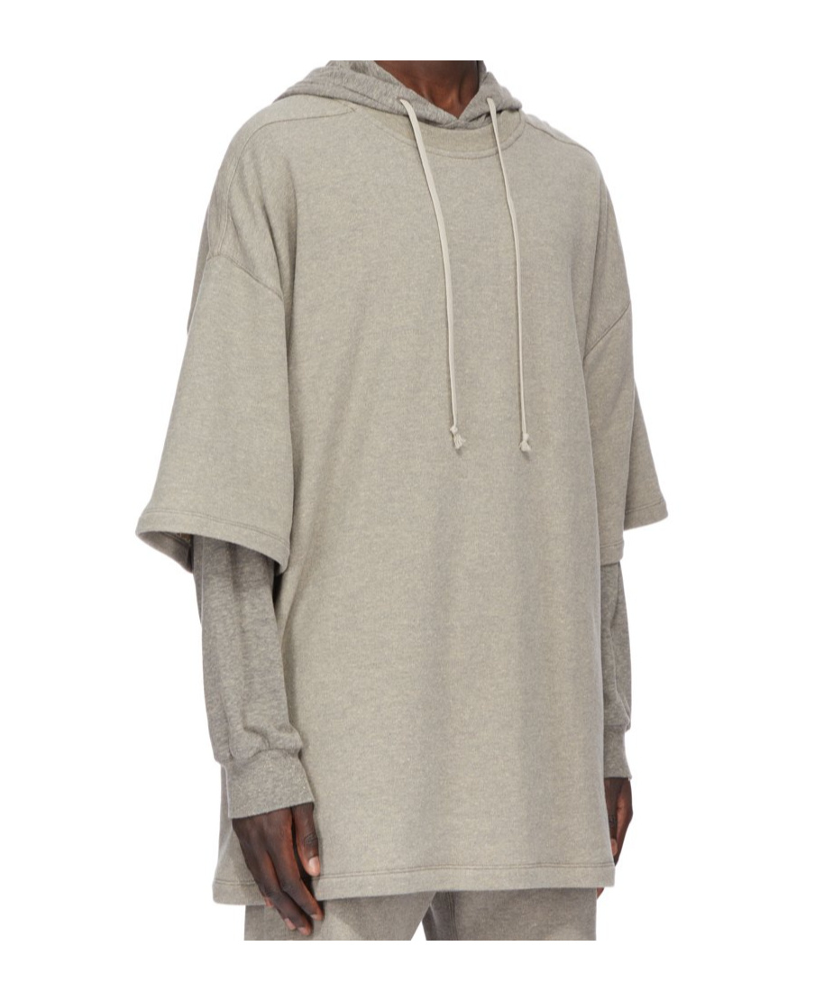 Rick Owens Drkshdw Double-layered Hoodie In Gray