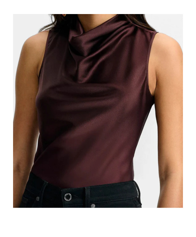 Veronica Beard Tam Cowl Neck Sleeveless Silk Blend Top In Red
