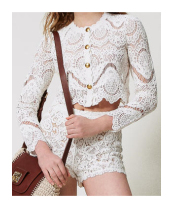 Shop Twinset Knitted Cropped Jacket In White