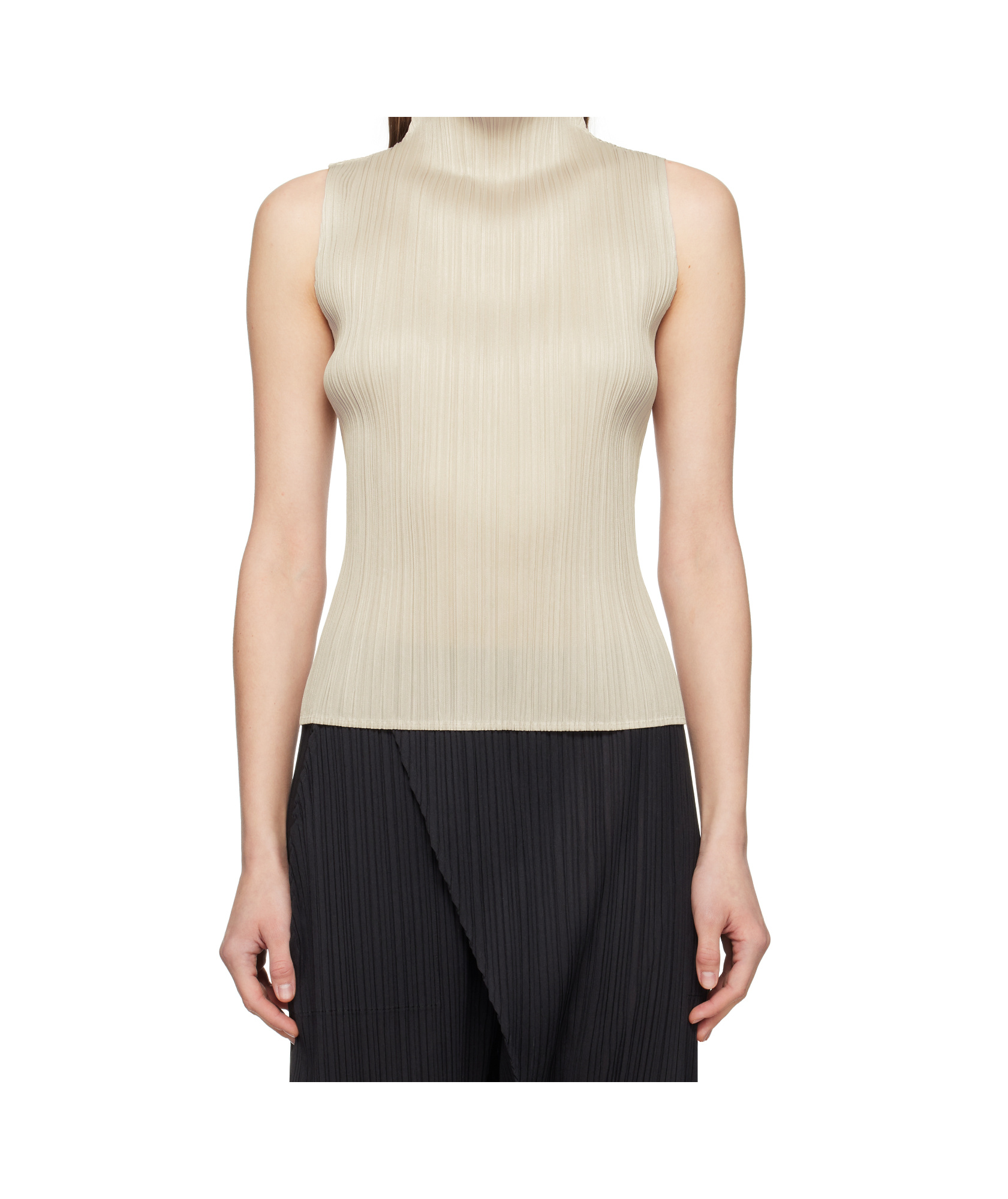 Shop Issey Miyake Sleeveless Tops In Nude