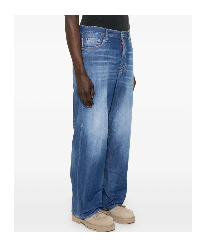 Shop Dsquared2 Logo-embroidered Jeans In Navy Blue
