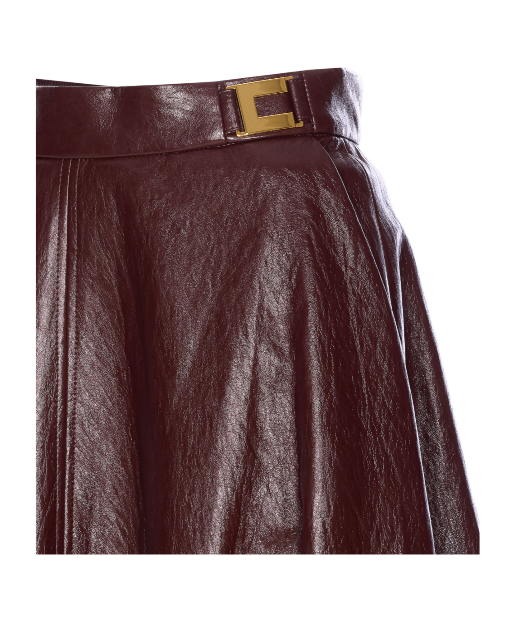 Elisabetta Franchi A-line Silhouette Skirt With Metallic Buckle Detail In Burgundy