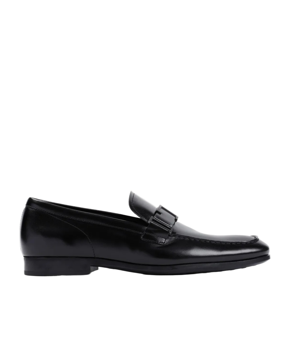 Tod's Double T Buckle Loafers In Brushed Leather In Black