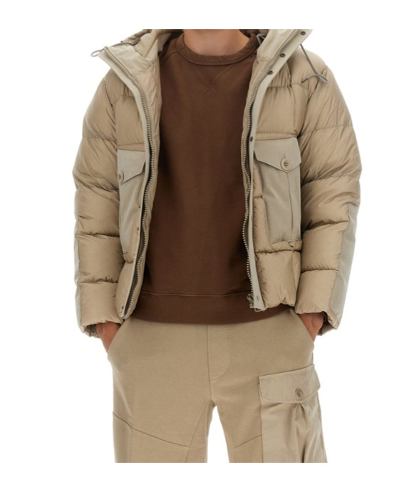 Ten C Drawstring Hooded Padded Coat In Neutral