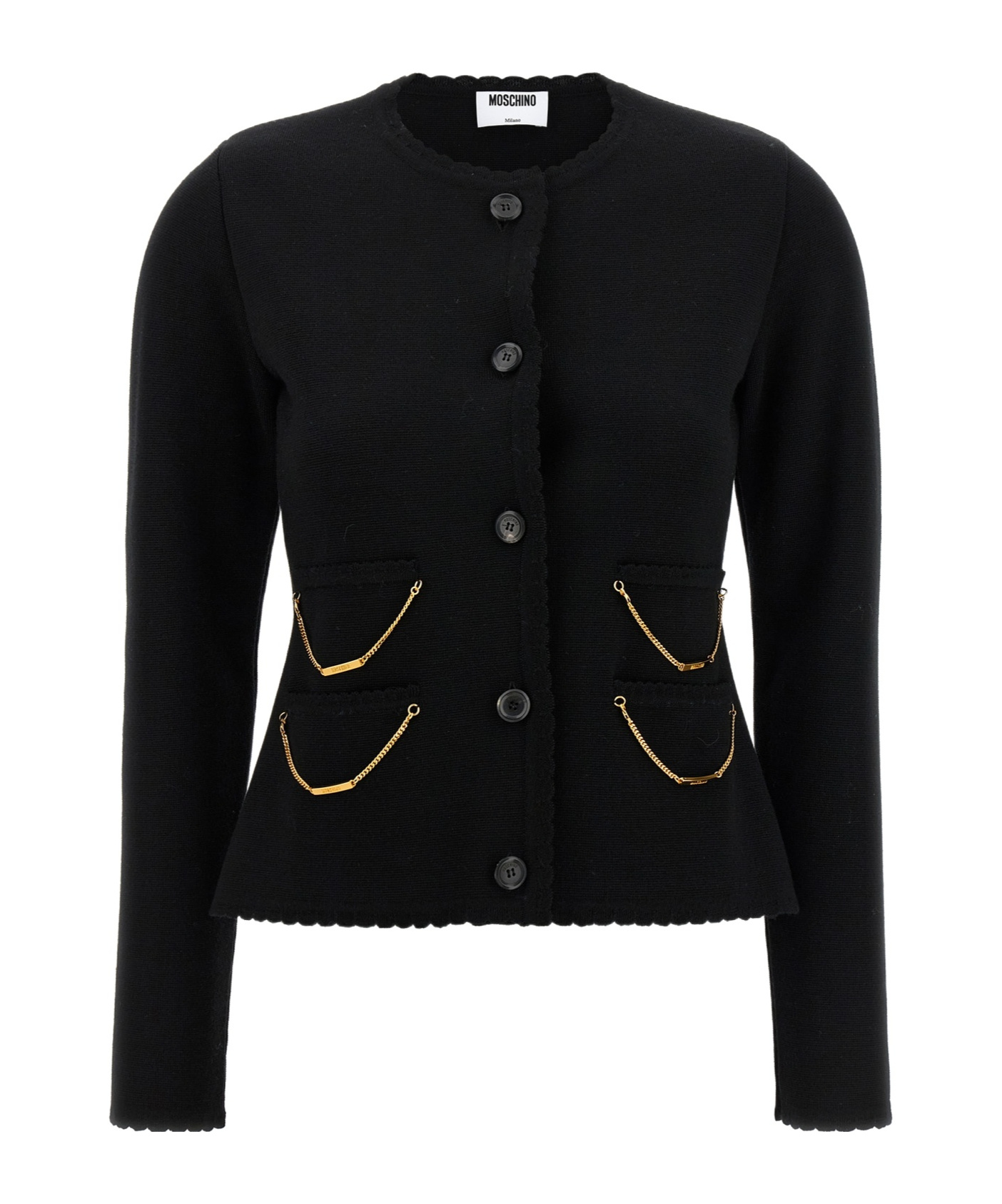 Moschino Metallic-trim Tailored Blazer In Black