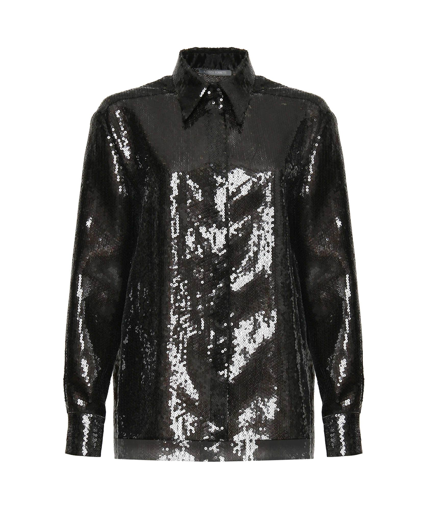 Alberta Ferretti Sequin Embellished Long Sleeve Top In Black
