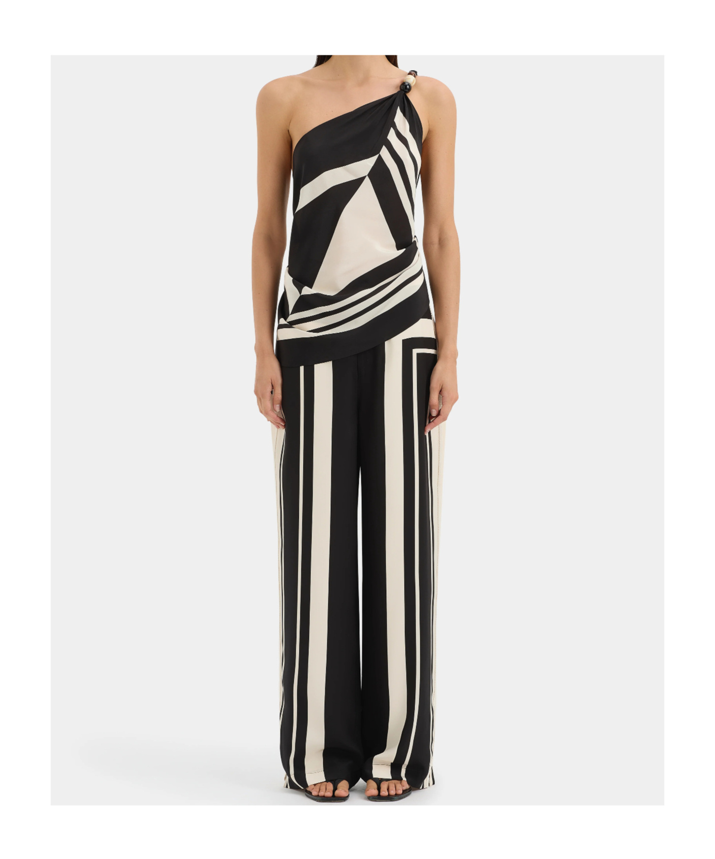 Sir Geometric Stripe Print Suspenders In Multi