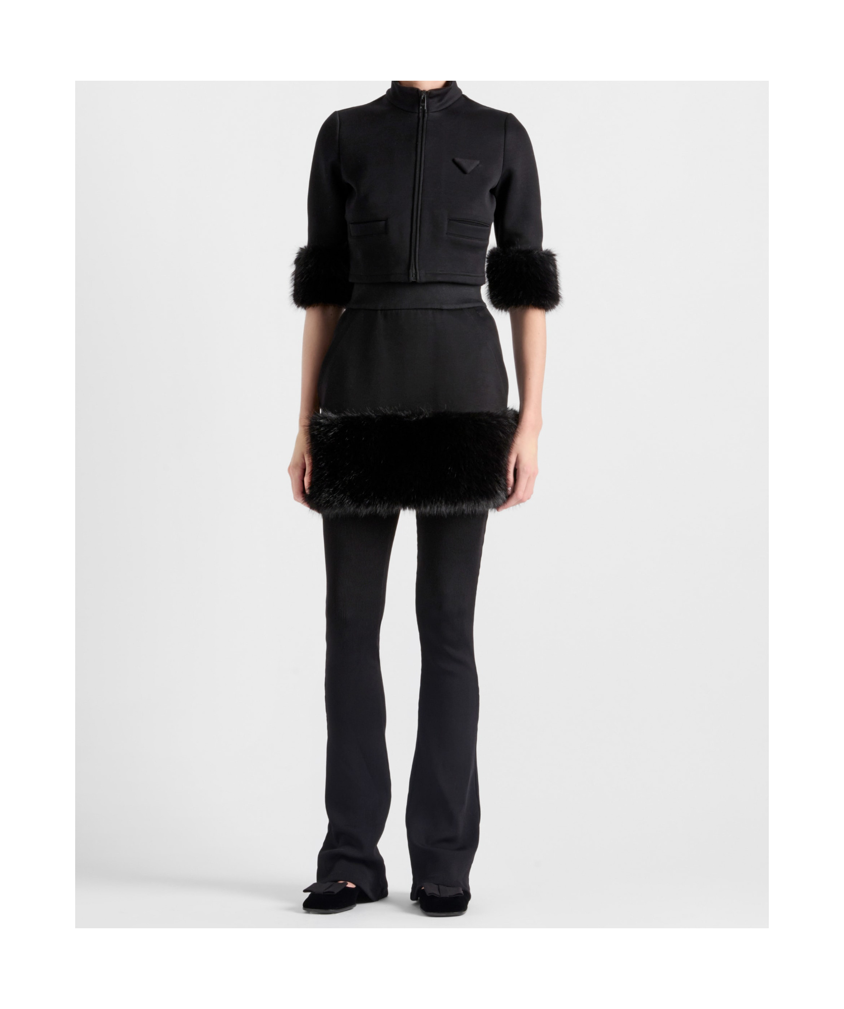 Prada A-line Mini Skirt In Black