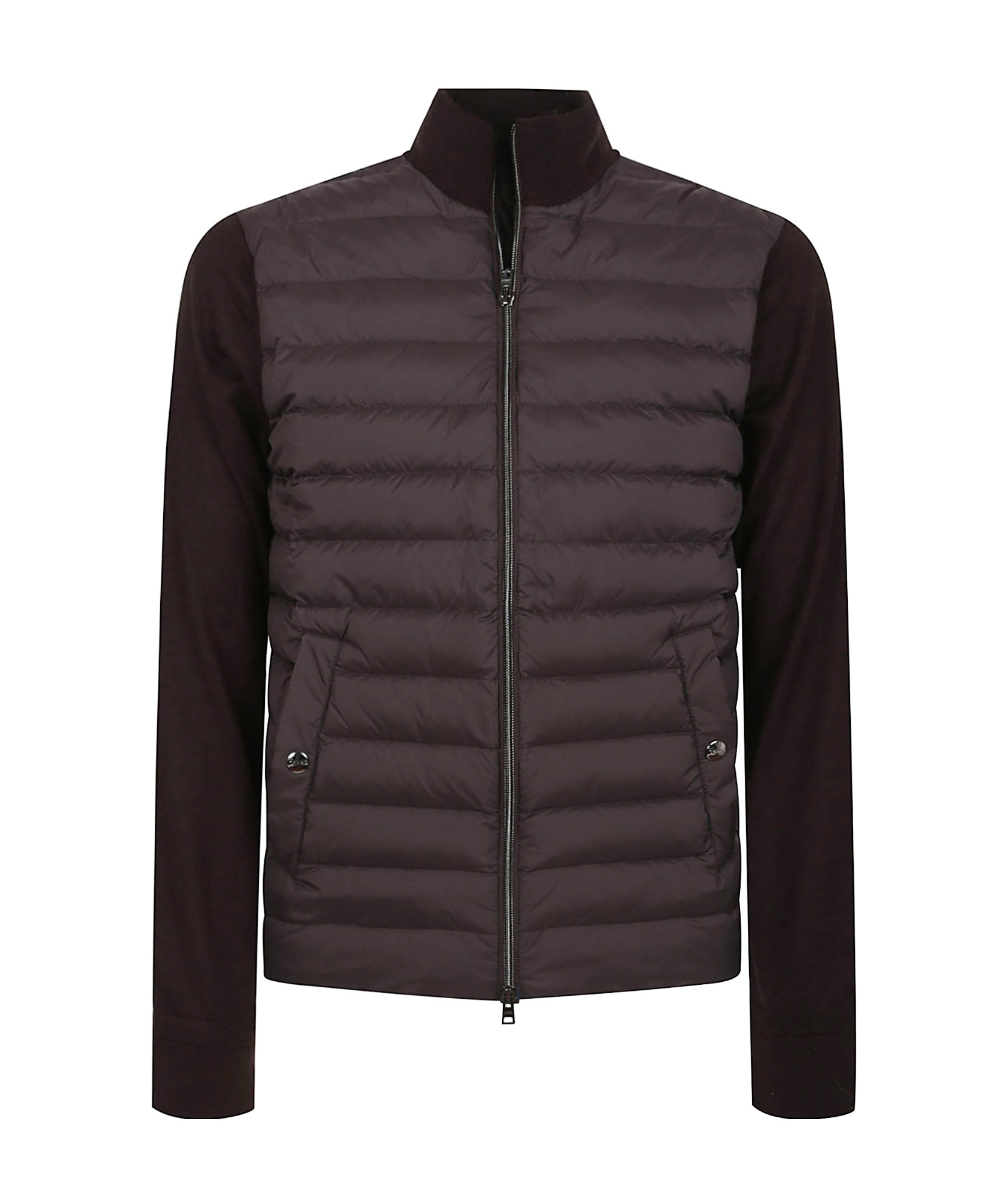 Herno Cotton And Silk Jacket With Light Down Padding In Dark Brown