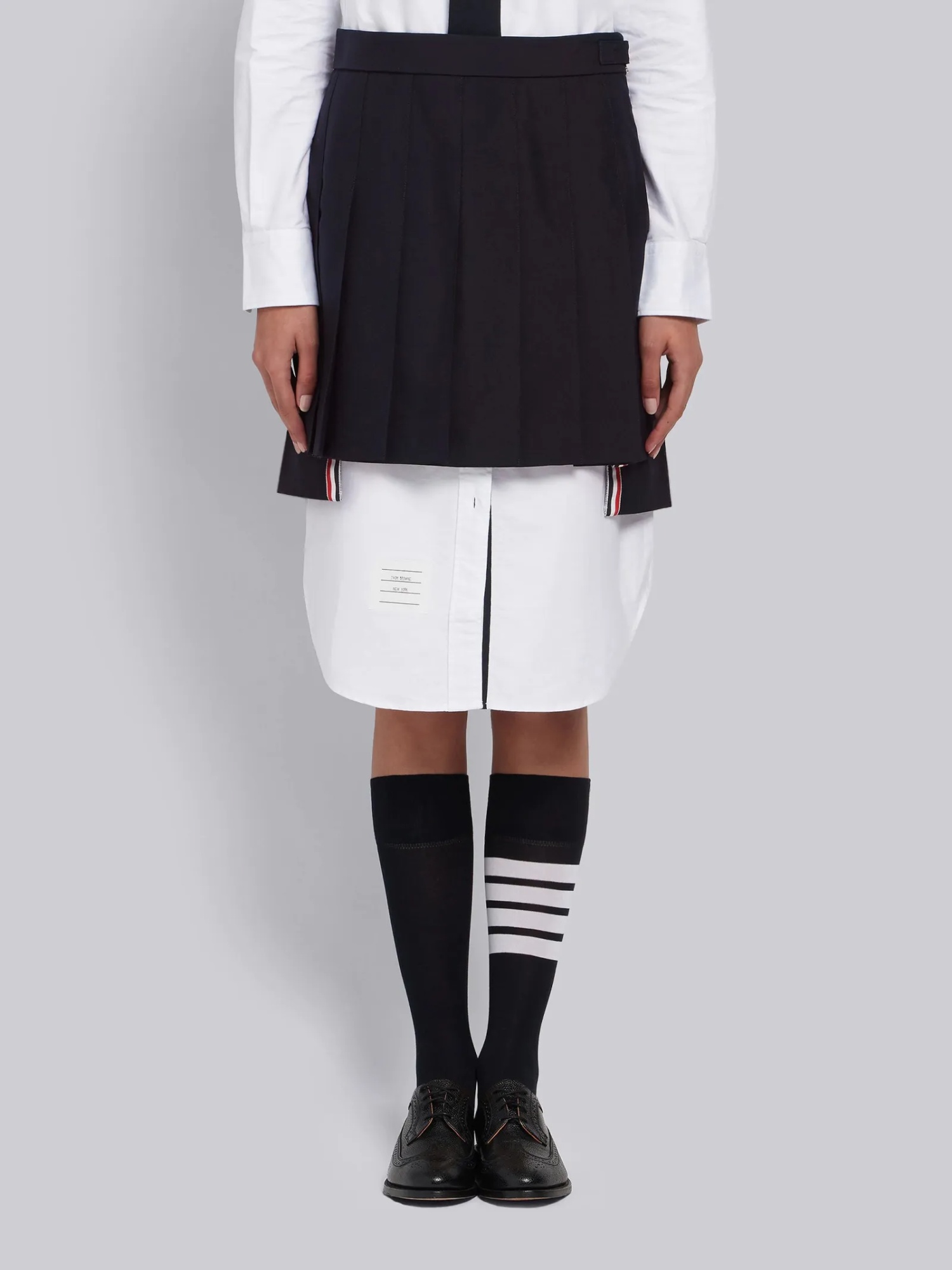 Thom Browne Graphite Wool Mini Skirt For Women In Black