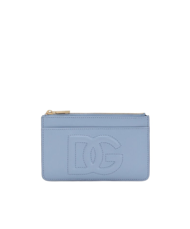 Dolce & Gabbana Medium Dg-embossed Card Holder In Blue