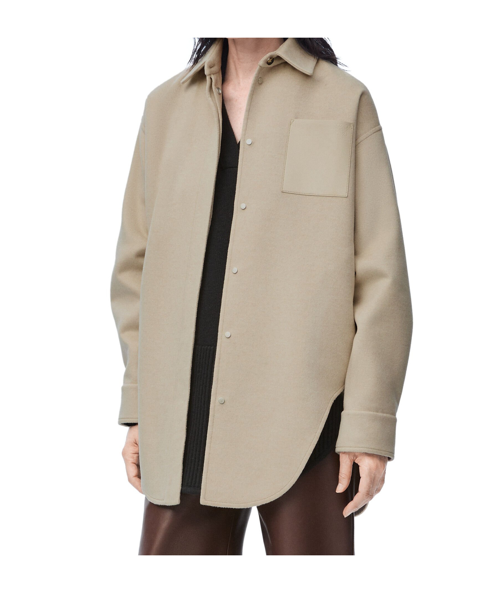 Loewe Wool Long-sleeved Casual Jacket In Nude