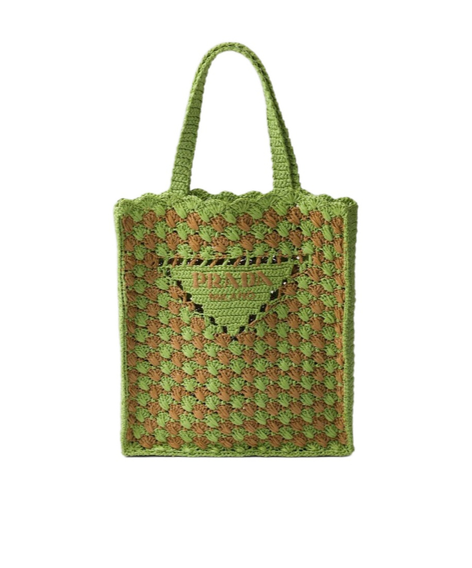 Prada Two-tone Raffia Shopping Bag In Multi