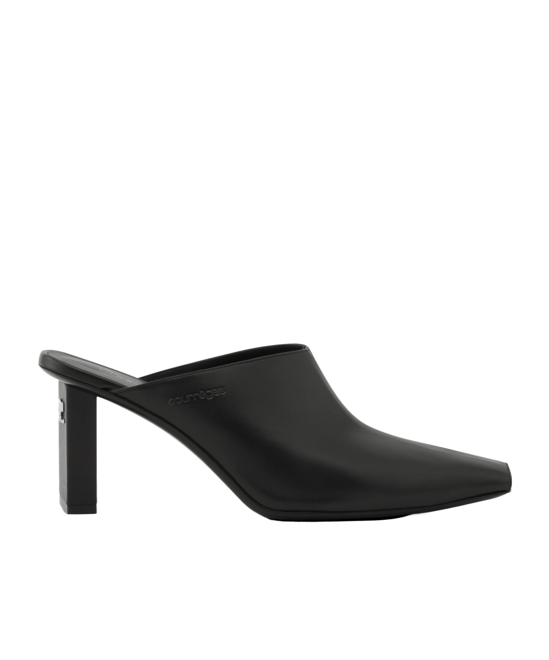 Shop Courrèges Square-toe Leather Mules In Black