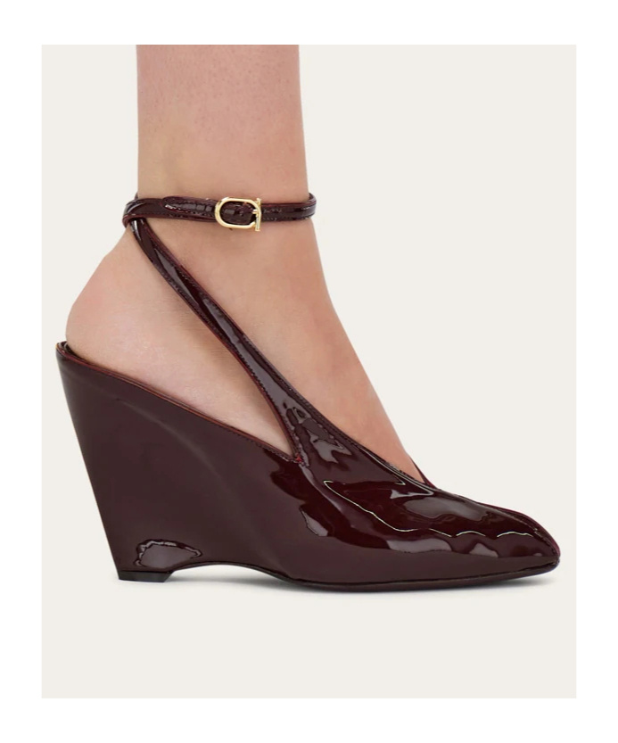 Ferragamo Arcadia Ankle Strap Wedge Pump In Black