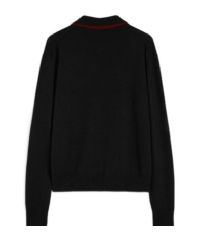 Jil Sander Black Sweater With Classic Collar And Front Zip Pockets In Wool Man In Black