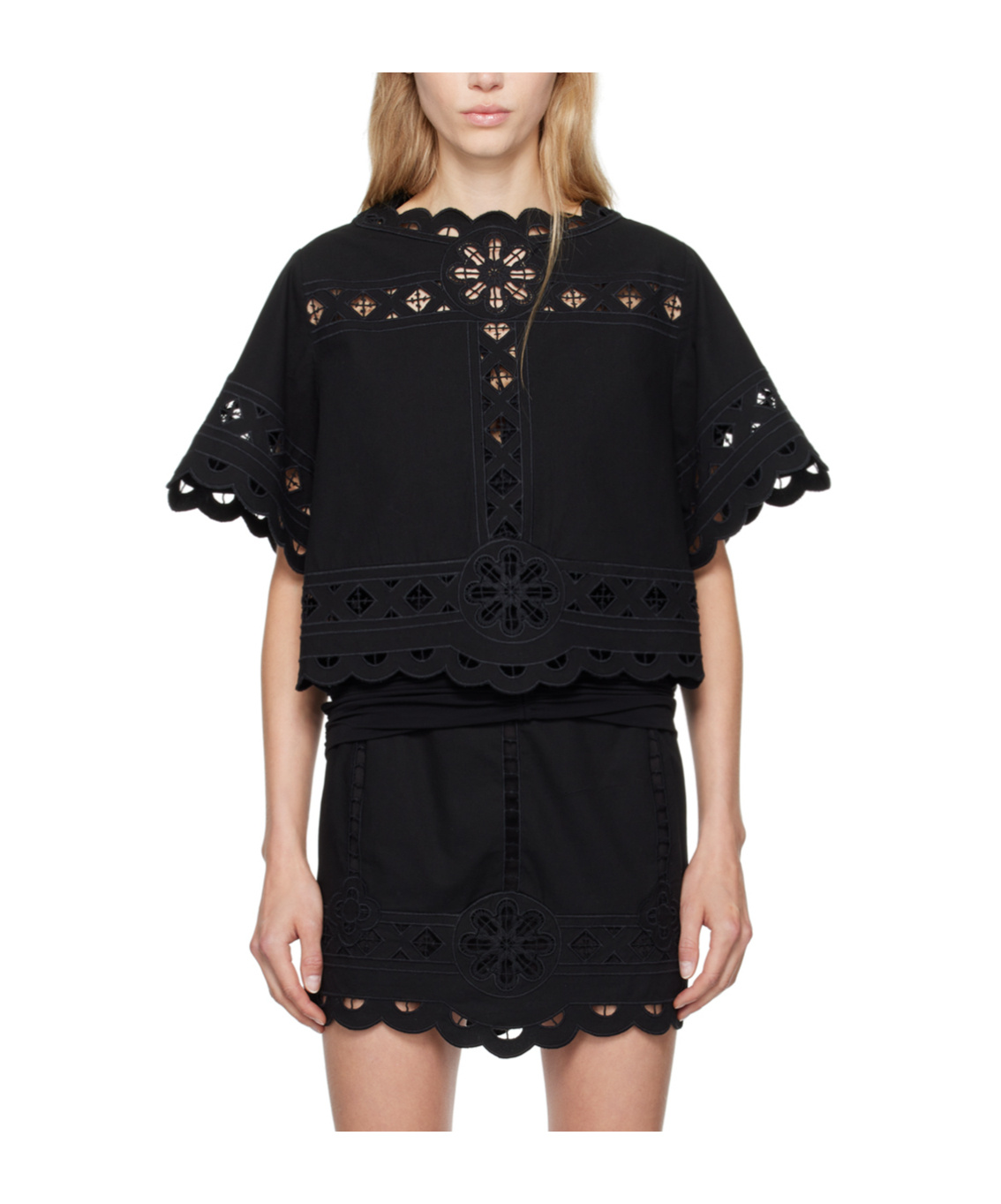 Isabel Marant Parissa Embroidered Cutwork Top In Black