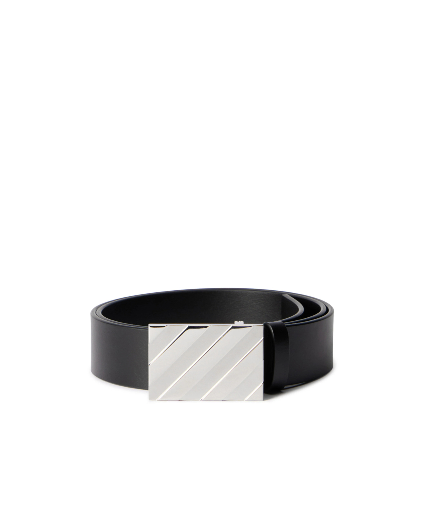 Off-white Diagonal Buckle Leather Belt In Black