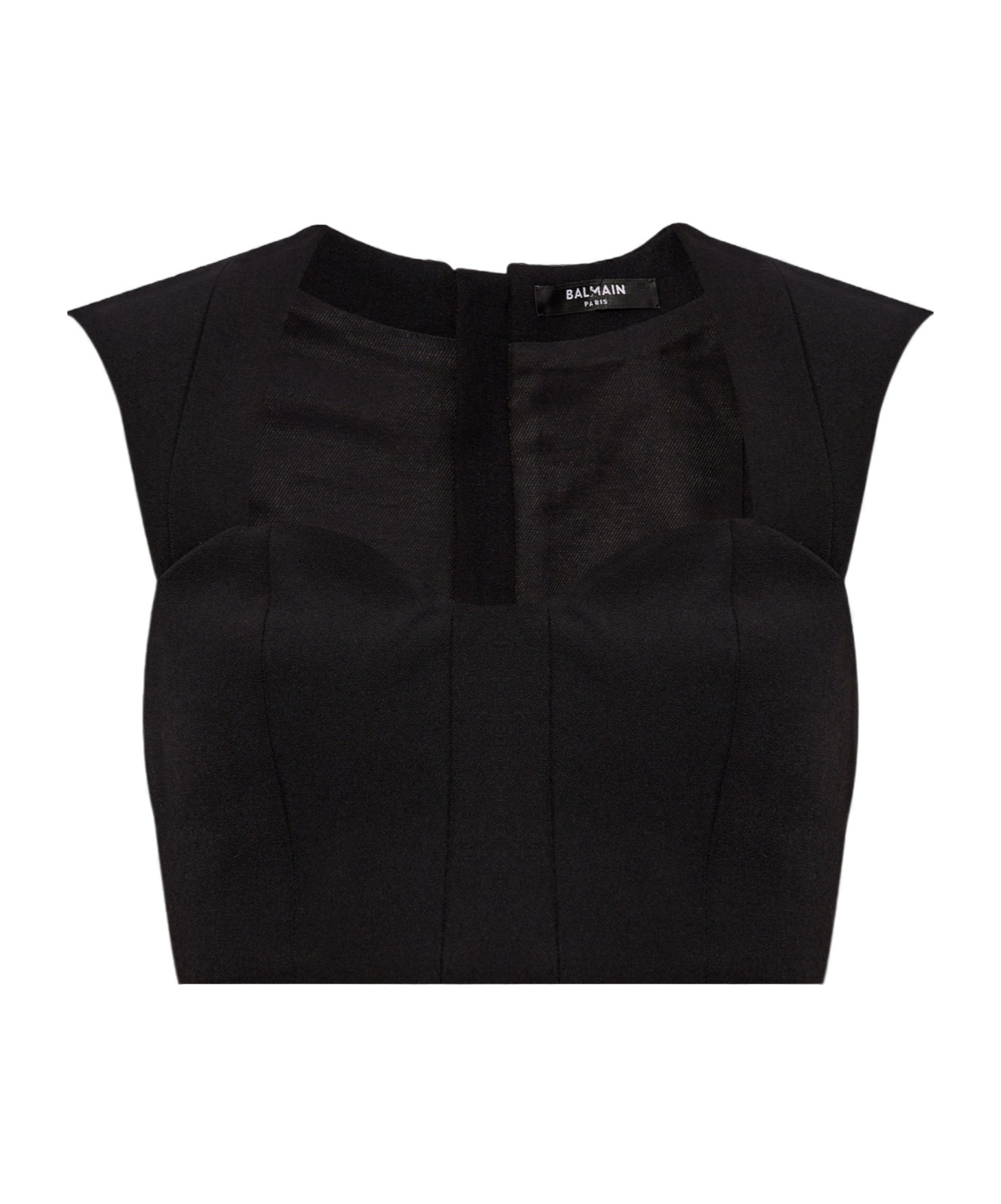 Balmain Panelled Wool Crop-top In Black