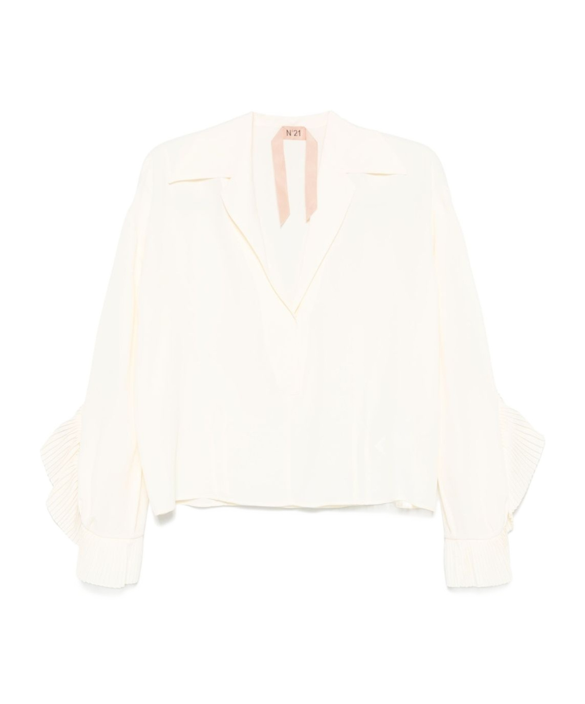 N°21 White Pleated Ruffle Sleeve Blouse In White