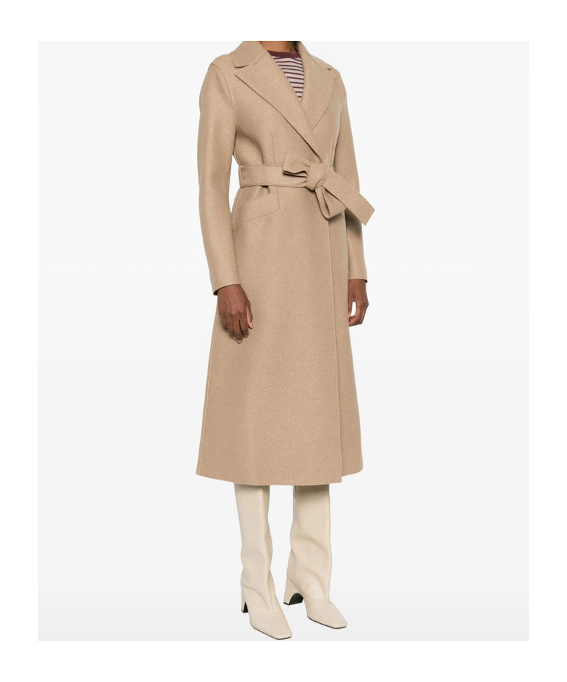 Harris Wharf London Belted-wool Coat In Neutral