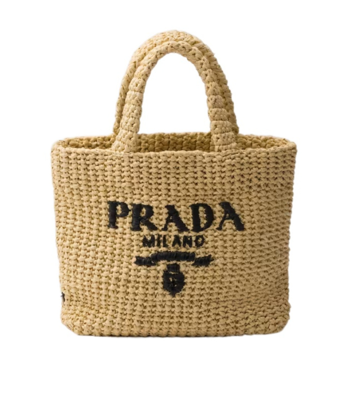 Shop Prada Small Crochet Tote Bag In Nude