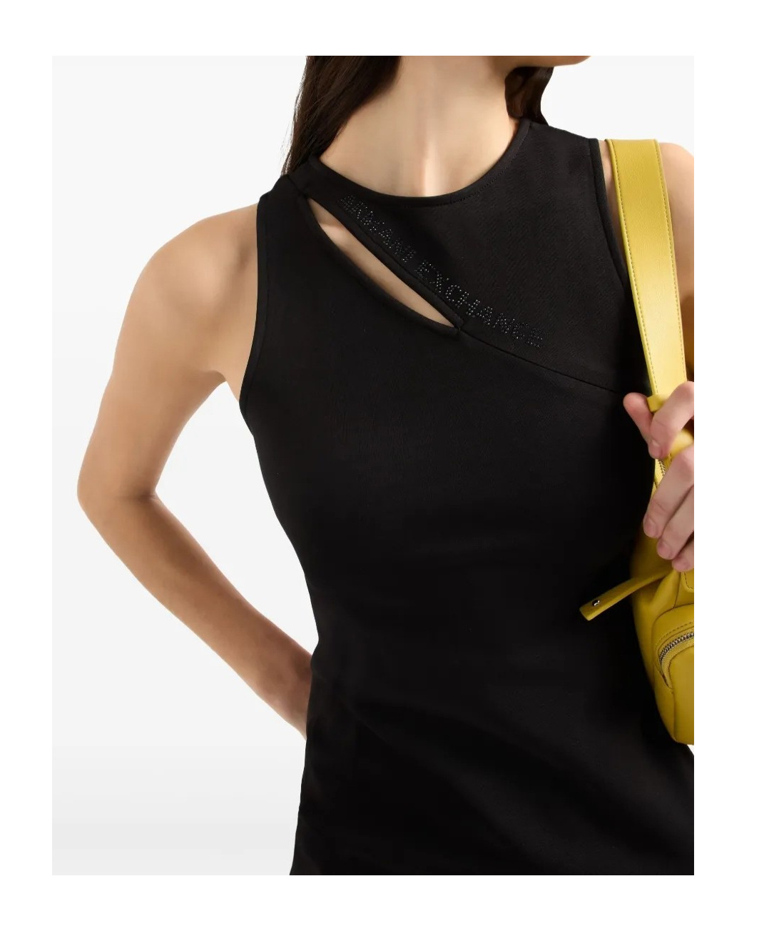 Armani Exchange Cut-out Detail Mini Dress In Black