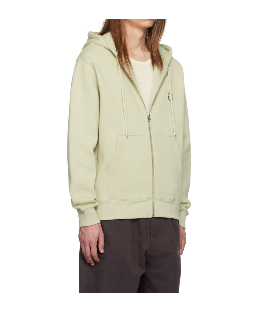 Maison Kitsuné Khaki Bold Fox Head Zipped Hoodie In Nude