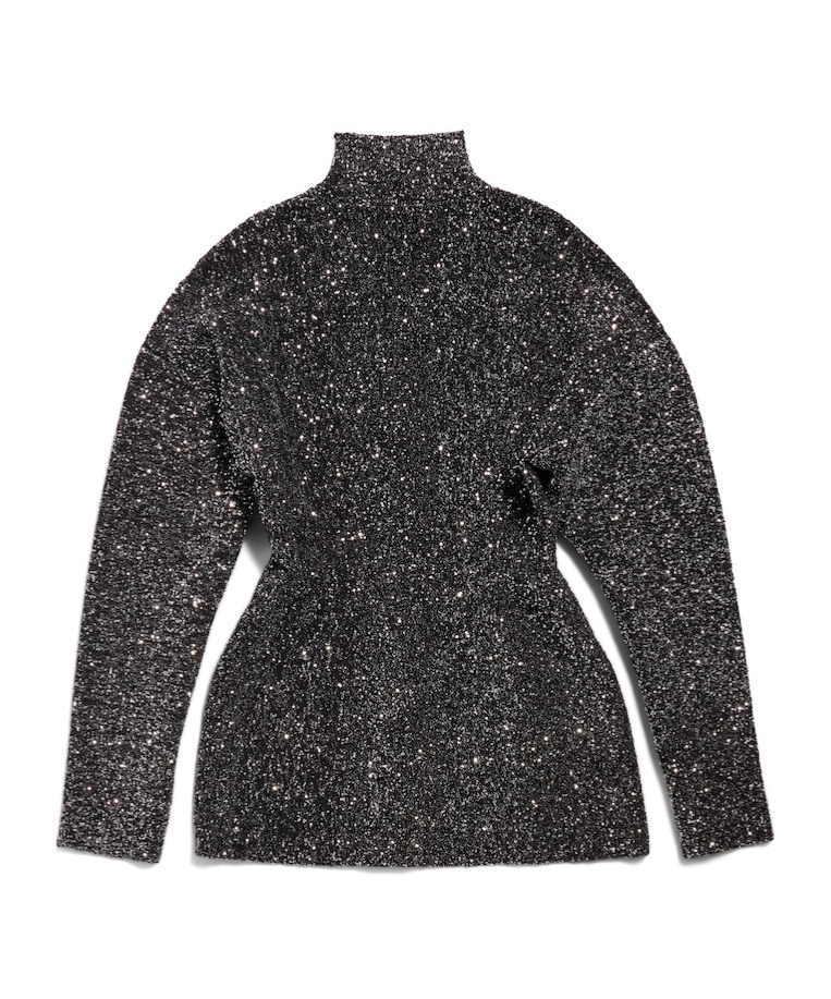 Balenciaga Paillette Engineered Hourglass Top In Silver