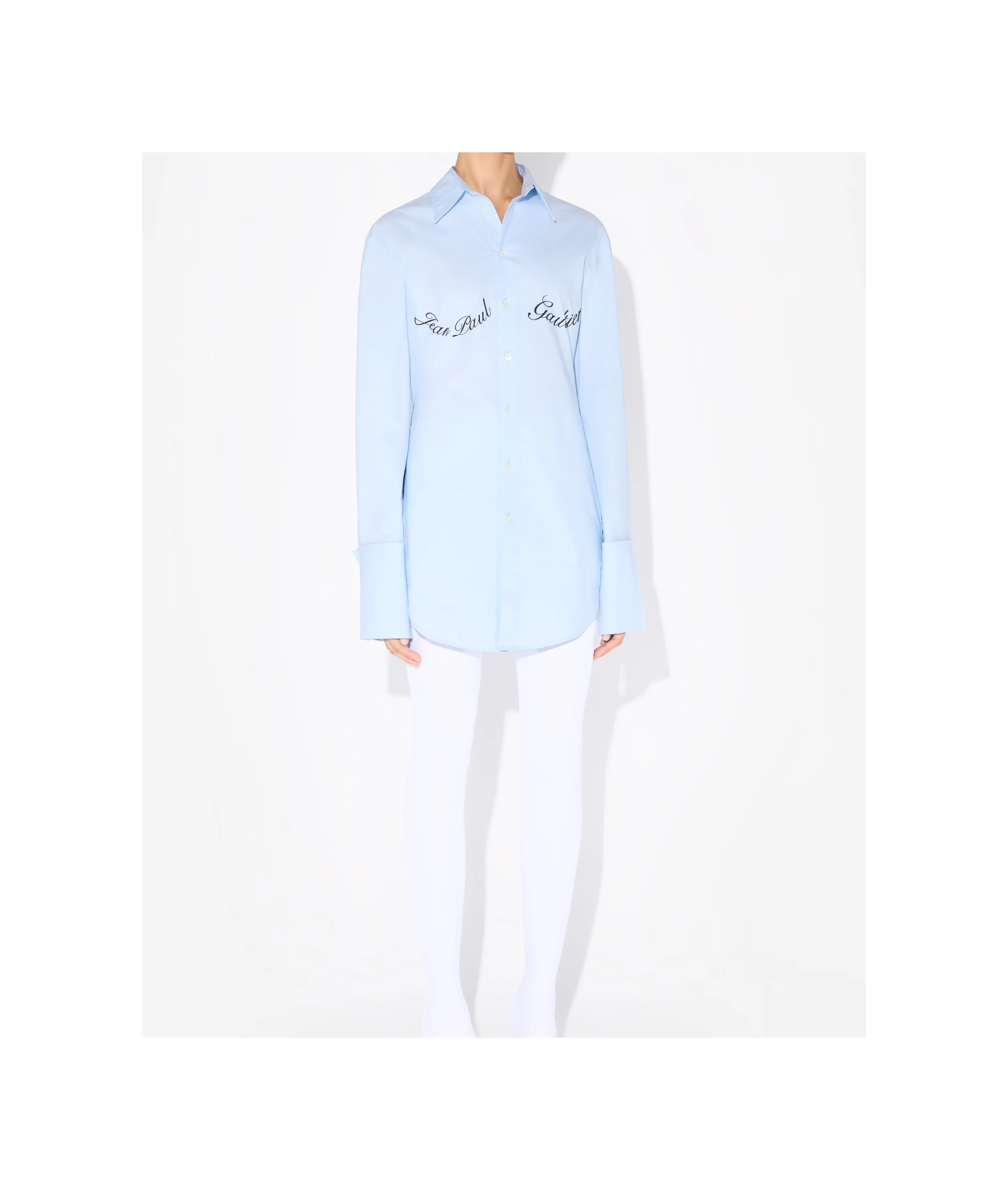 Jean Paul Gaultier Underboob Transfer Print Shirt For Women In Blue