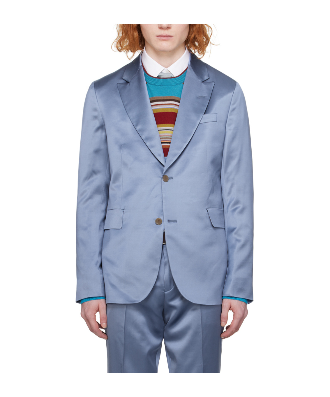 Shop Paul Smith Single-breasted Satin Blazer In Blue