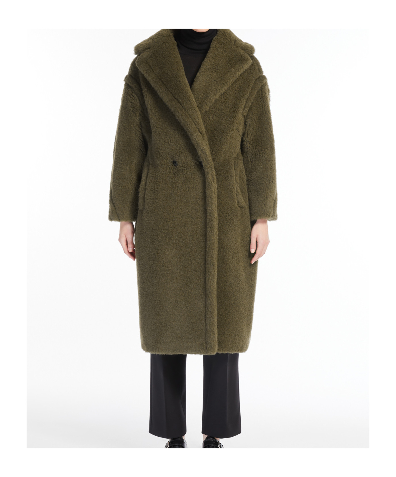 Max Mara Alpaca And Wool Teddy Bear Coat In Green