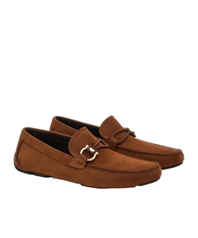 Shop Ferragamo Gancini Decorative Loafers In Brown