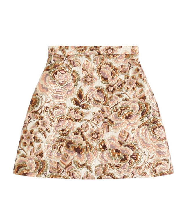Valentino Gonna In After Winter Quilted Pink Lurex In Nude