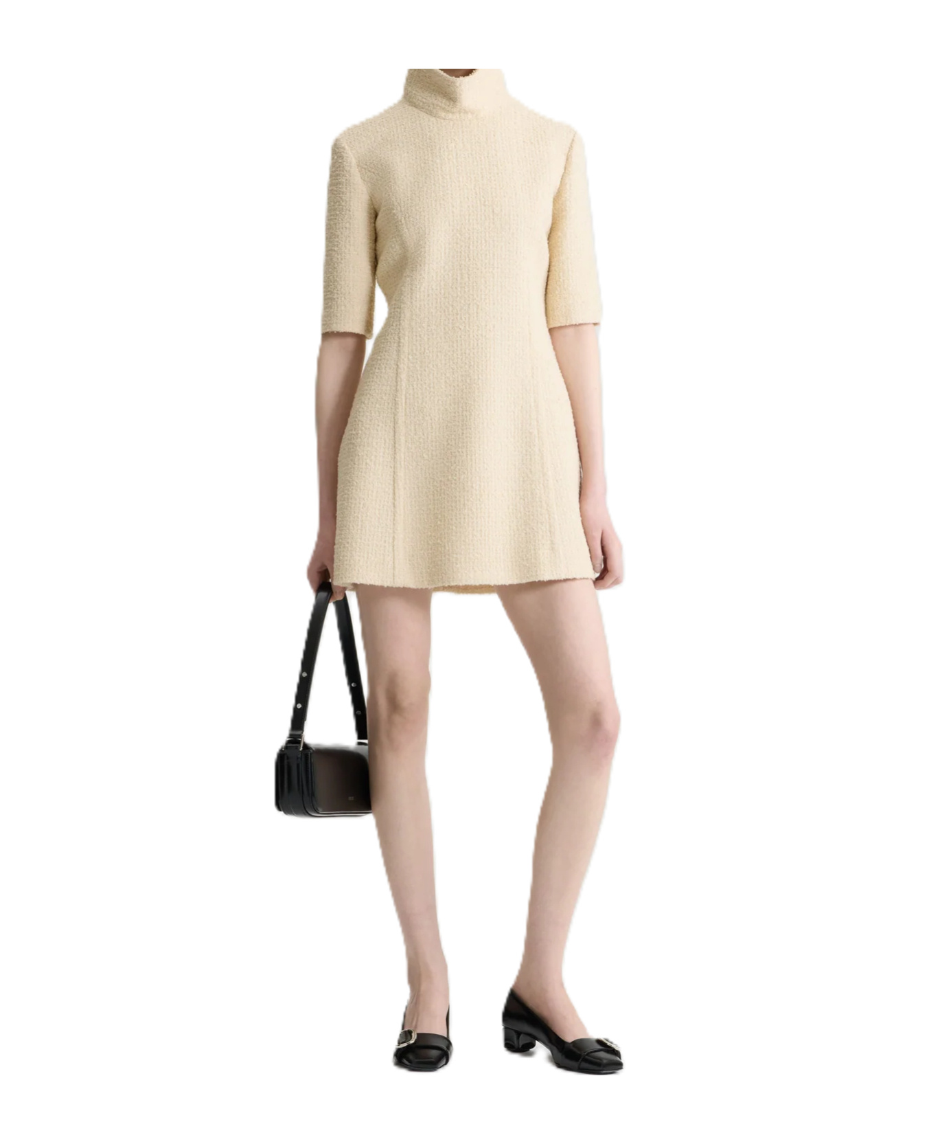 Patou High-neck Tweed Mini Dress In Neutral