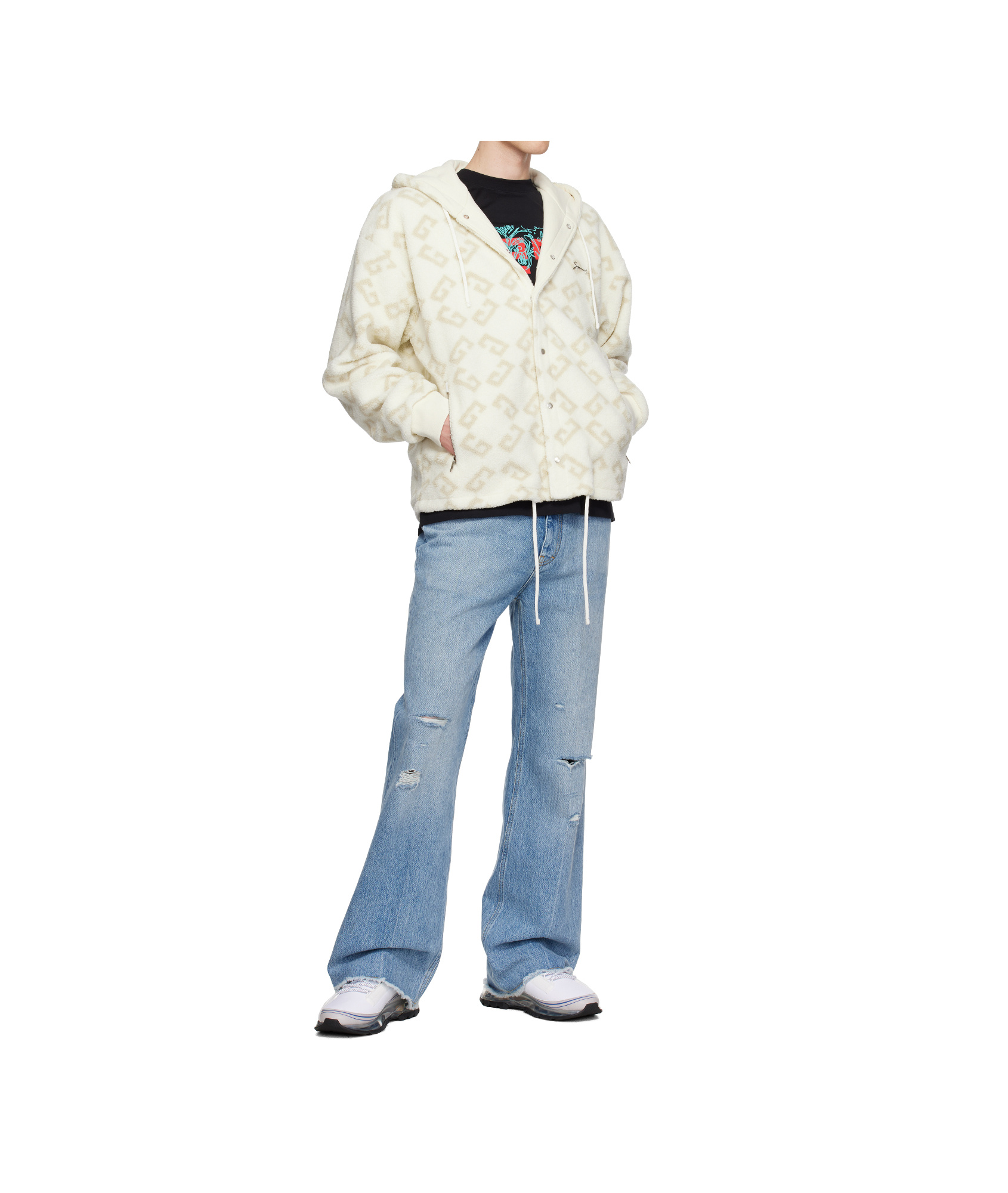 Givenchy Beige Monogram 72 Jacquard Hoodie In Natural Color