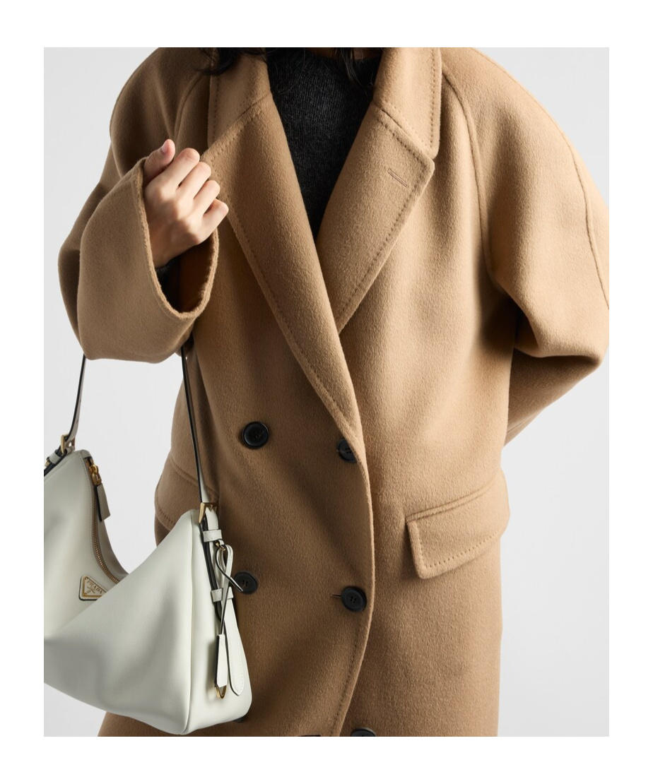 Prada Doppelreihiger Mantel Aus Kaschgora In Camel Brown