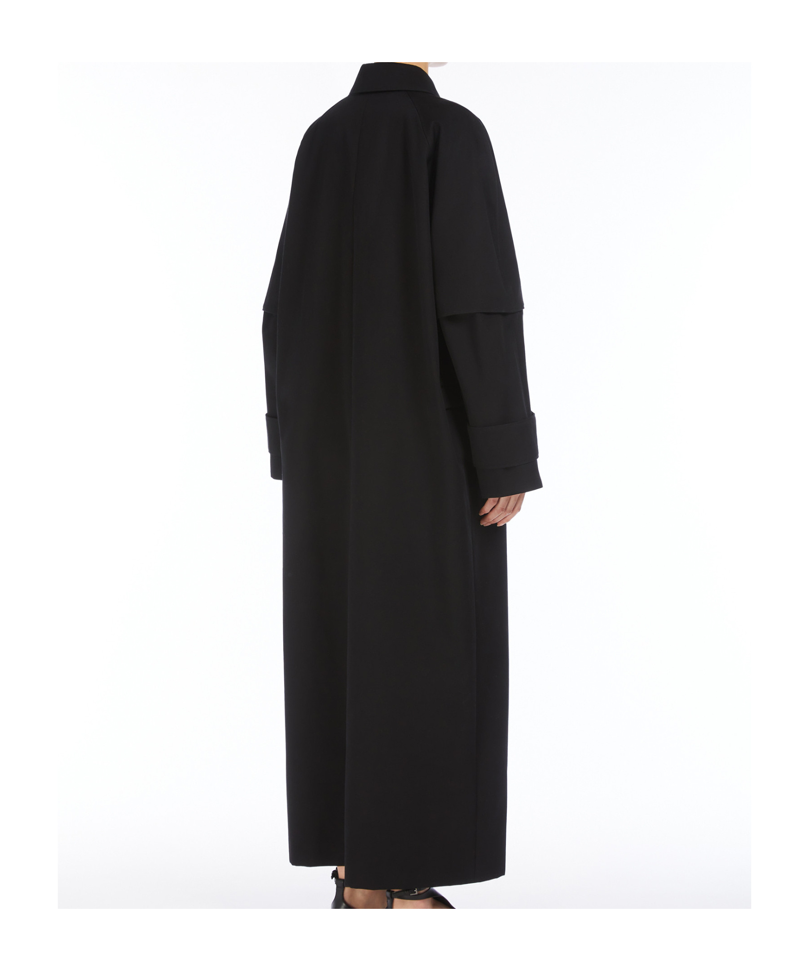 Max Mara Virgin Wool Cashmere Wide Collar Long Coat In Black