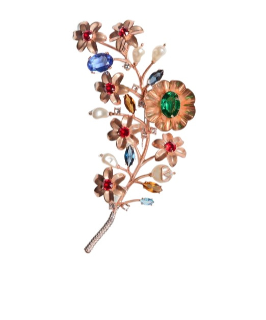 Valentino Floral Brooch In Multicolor