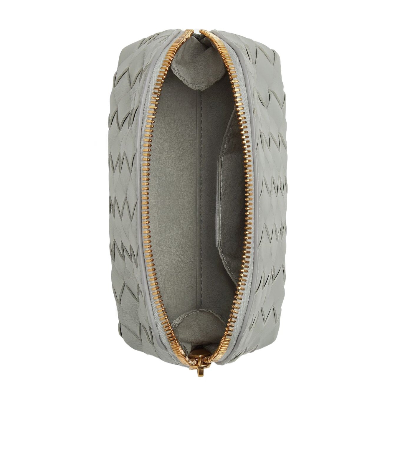 Bottega Veneta Intreciato Knitting Makeup Bag In Gray