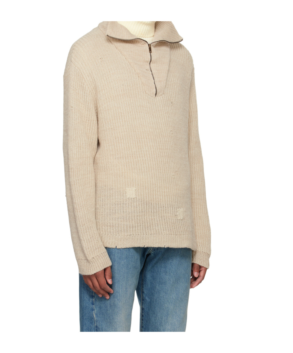 Maison Margiela Beige Summer Shetland Knit Sweater In Nude