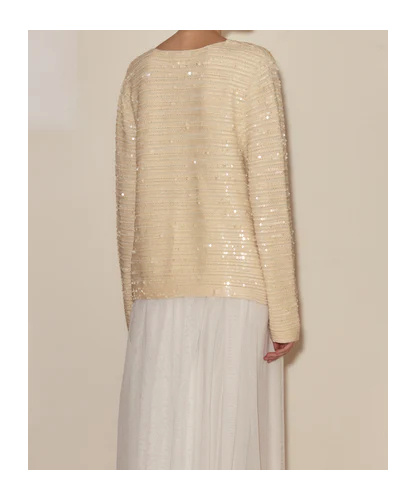 Bode Sequin Spotlight Swing Cardigan - Ivory In White